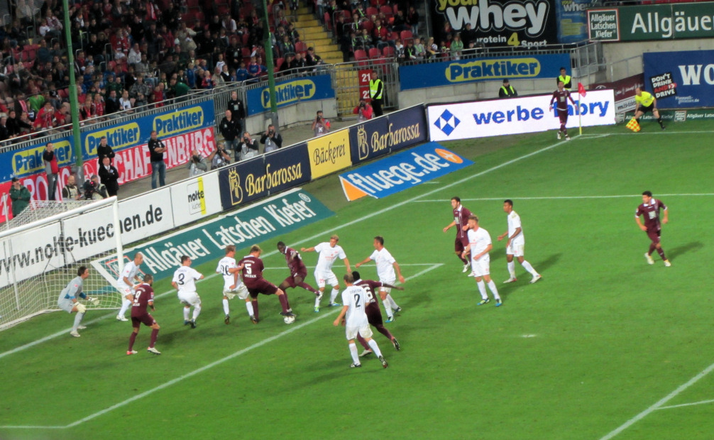 FCK (Kaiserslautern) about to score over Mainz, September, 2011