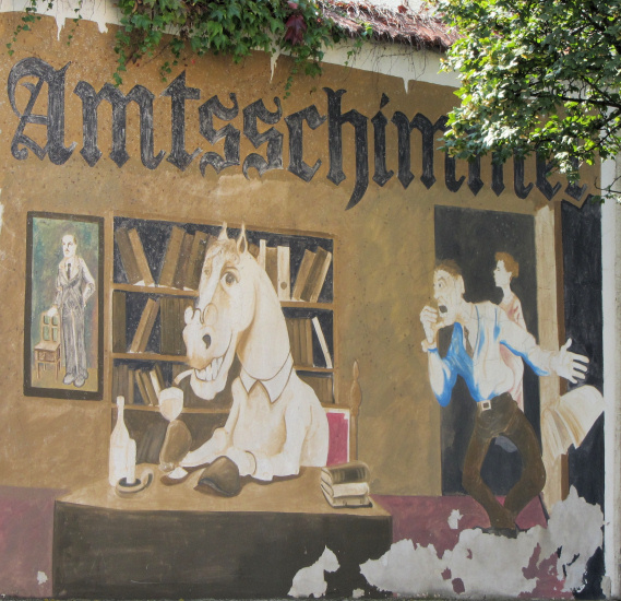 Der Amtsschimmel, sign from the Zum Amtsschimmel pub in Freinsheim, Germany