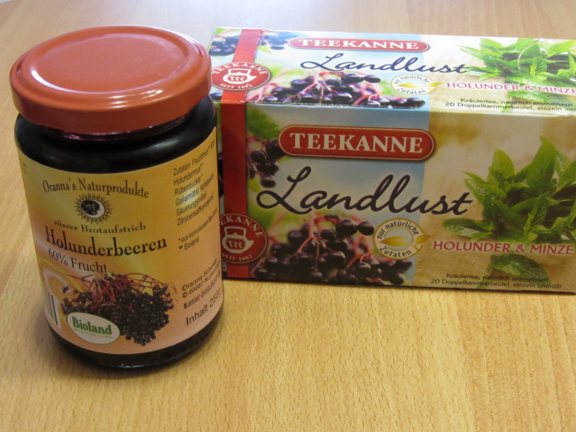 Elderberry jam and Elderberry/mint tea