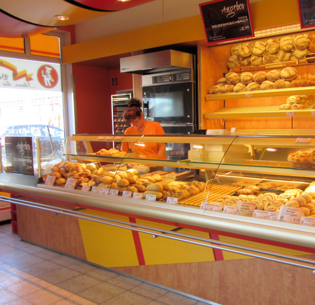 Backstube (bread counter) at the local grocery store, Weilerbach, Germany