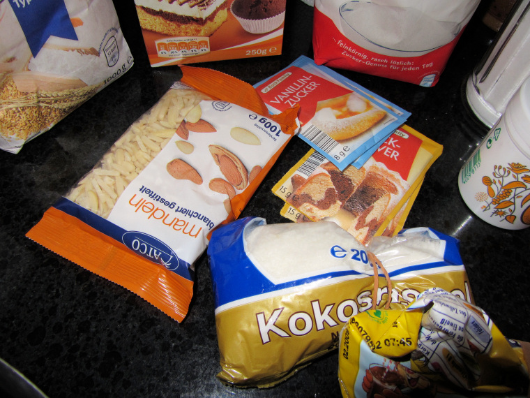 Ingredients for Tassenkuchen (German coffee cake) Photo taken in November, 2011