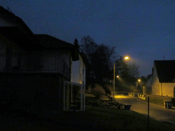 Nighttime street scene in Rodenbach, Germany Photo taken in January, 2012