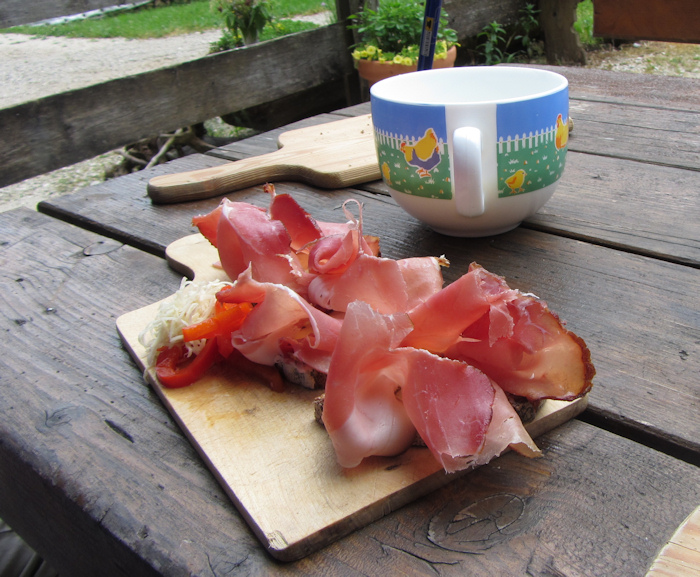 Speckbrot ("bacon bread") on the Alm by the Königssee