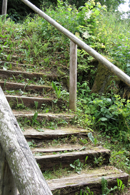 Outdoor stairs at the Museumsdorf Bayerischer Wald, Tittling, Germany