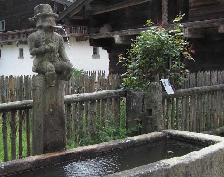 Fountain at the Museumsdorf Bayerischer Wald, Tittling, Germany