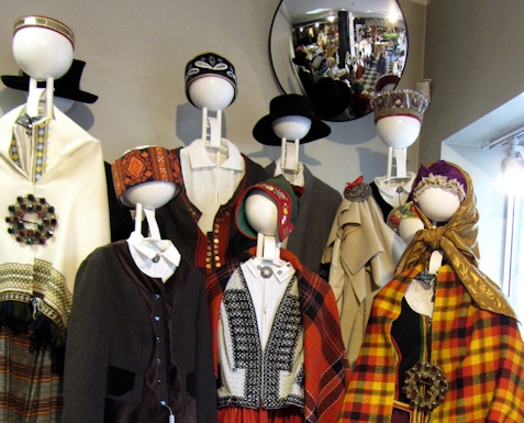 Costume display in a shop in Riga, Latvia