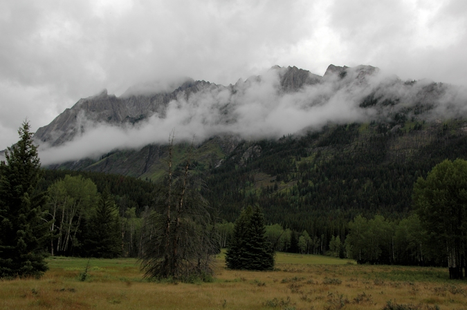 The Canadian Rockies on a cloudy day