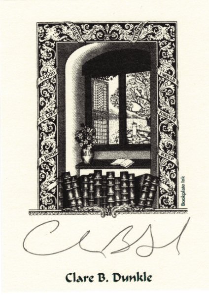 Clare B. Dunkle's bookplate