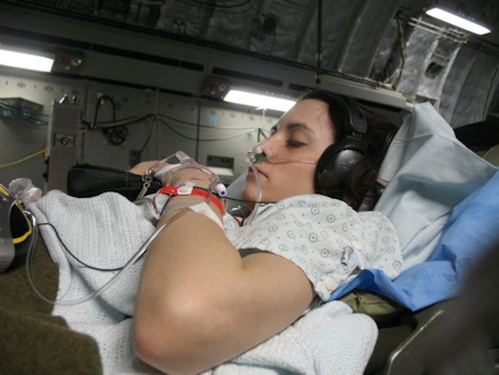 Elena during the medivac flight